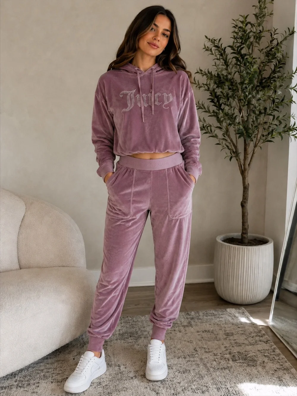 Juicy Couture Intimates Velour Pajama Lounge Set XL Pink Rhinestone Logo Y2K